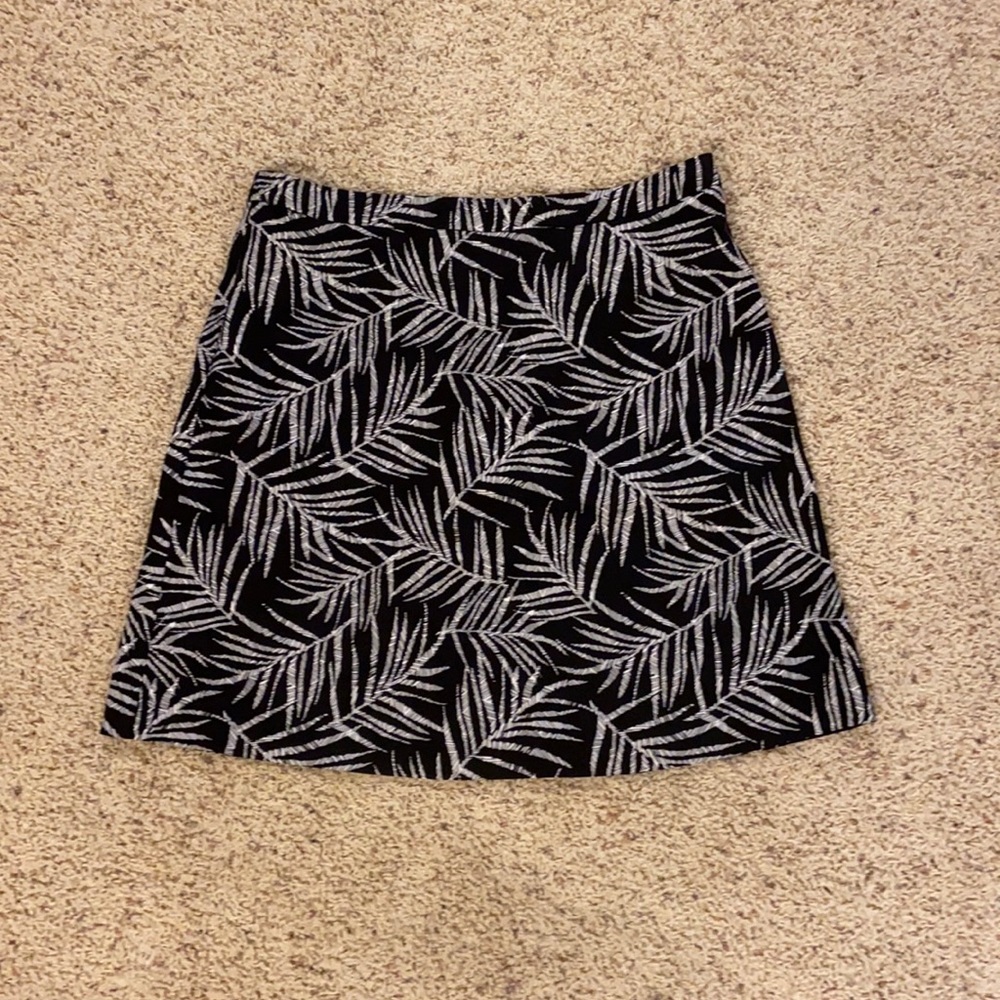 Leaf Print A-Line Skirt